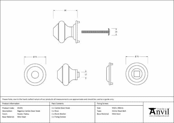 Pewter Regency Centre Door Knob 3