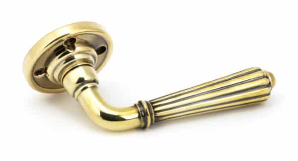 Aged Brass Hinton Lever on Rose Set 2