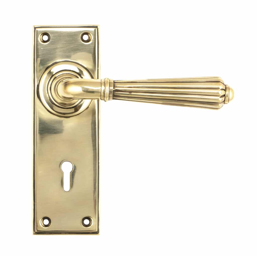 Aged Brass Hinton Lever Lock Set 1