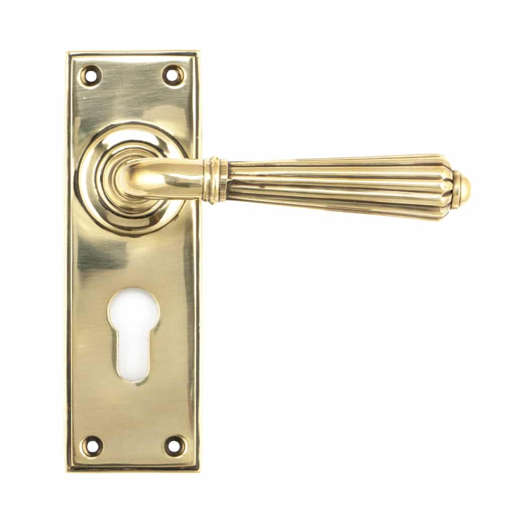Aged Brass Hinton Lever Euro Lock Set 1