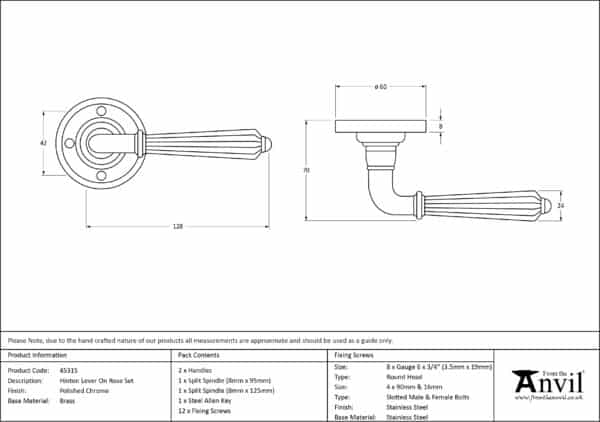 Polished Chrome Hinton Lever on Rose Set 3