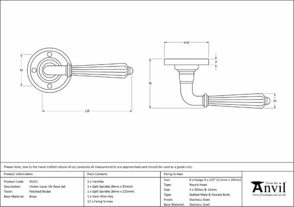 Polished Nickel Hinton Lever on Rose Set 3