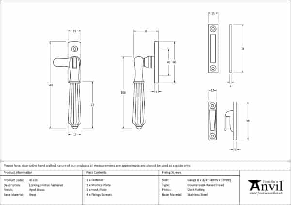 Aged Brass Locking Hinton Fastener 3