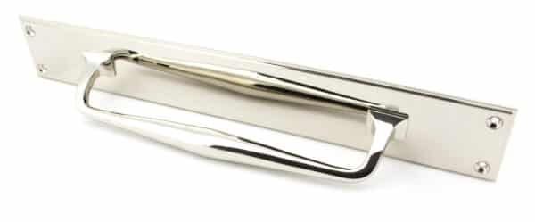 Polished Nickel 425mm Art Deco Pull Handle on Backplate 2