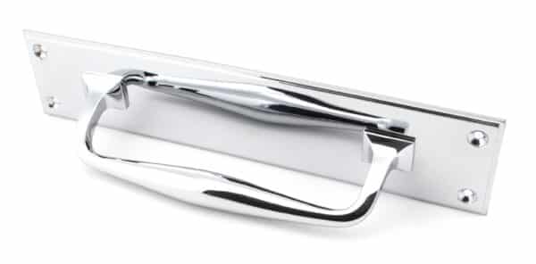 Polished Chrome 300mm Art Deco Pull Handle on Backplate 2