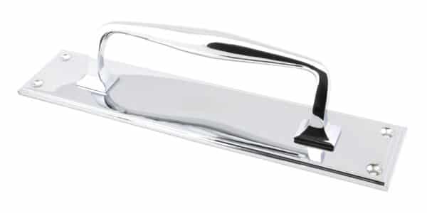 Polished Chrome 300mm Art Deco Pull Handle on Backplate 1