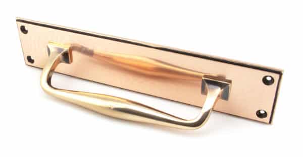 Polished Bronze 300mm Art Deco Pull Handle on Backplate 2