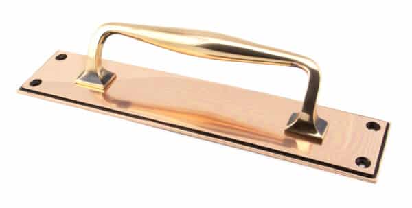 Polished Bronze 300mm Art Deco Pull Handle on Backplate 1