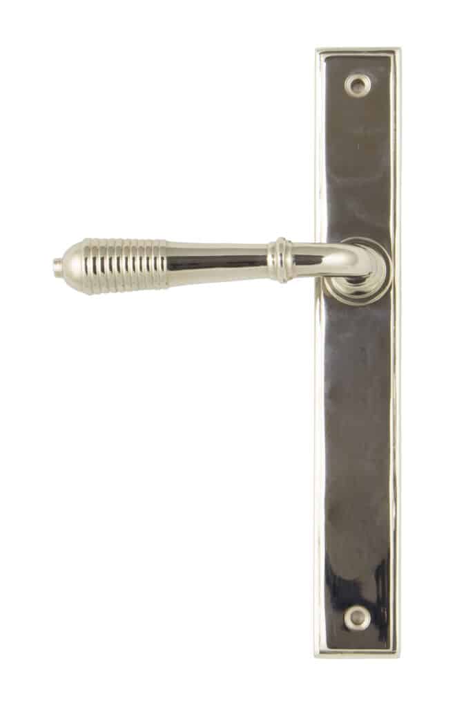 Polished Nickel Reeded Slimline Lever Latch Set 1