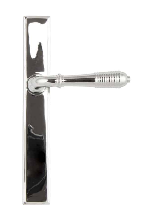 Polished Chrome Reeded Slimline Lever Latch Set 2