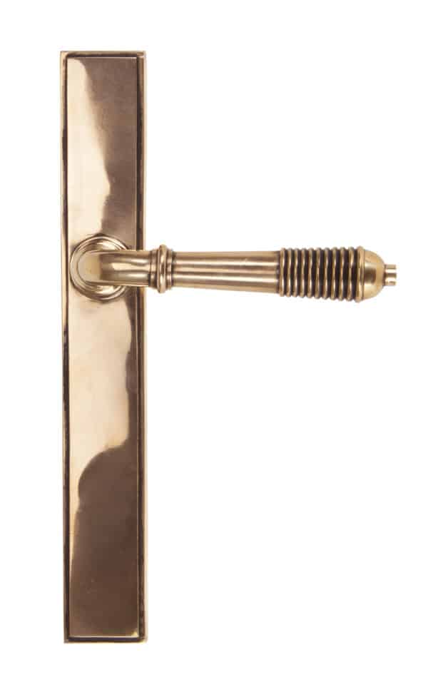 Polished Bronze Reeded Slimline Lever Latch Set 2