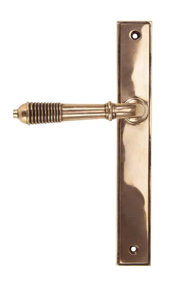 Polished Bronze Reeded Slimline Lever Latch Set 1