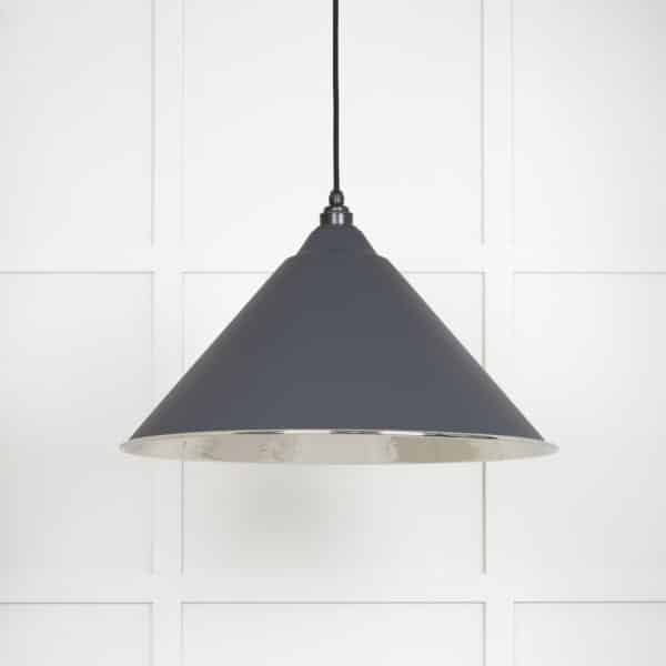 Hammered Nickel Hockley Pendant in Slate 2