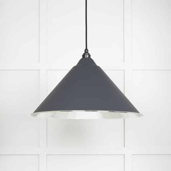 Hammered Nickel Hockley Pendant in Slate 1