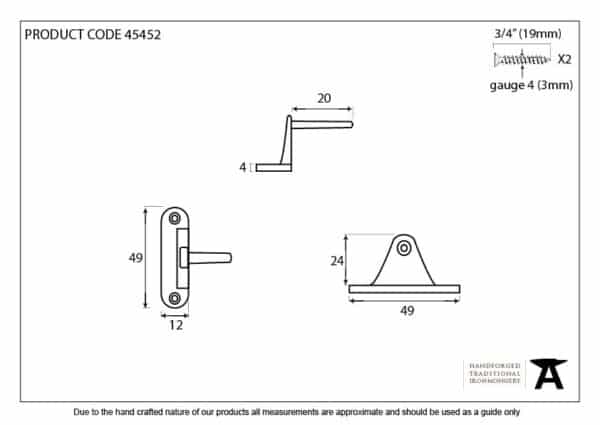 Aged Brass Cranked Casement Stay Pin 3