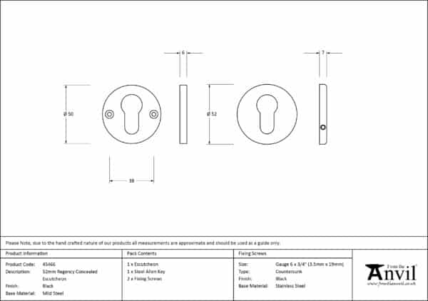 Black 52mm Regency Concealed Escutcheon 3