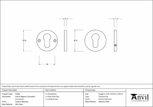 External Beeswax 52mm Regency Concealed Escutcheon 3