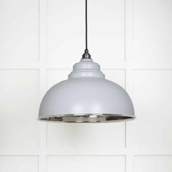 Hammered Nickel Harborne Pendant in Birch 2