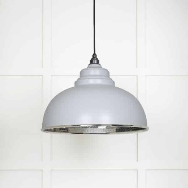 Hammered Nickel Harborne Pendant in Birch 1