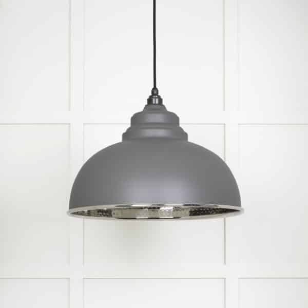 Hammered Nickel Harborne Pendant in Bluff 2