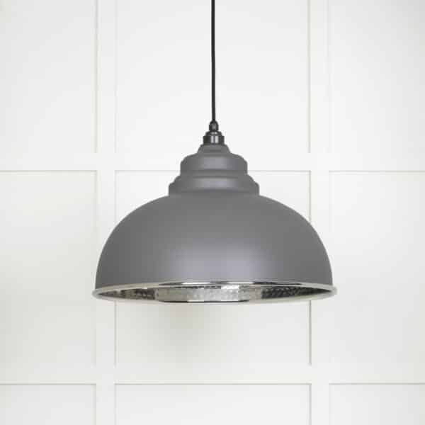 Hammered Nickel Harborne Pendant in Bluff 1