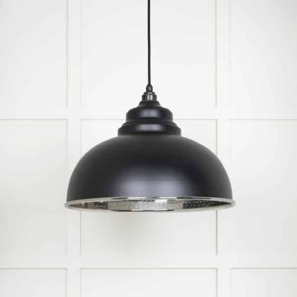 Hammered Nickel Harborne Pendant in Elan Black 1