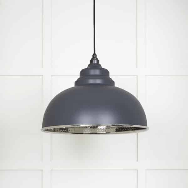 Hammered Nickel Harborne Pendant in Slate 2