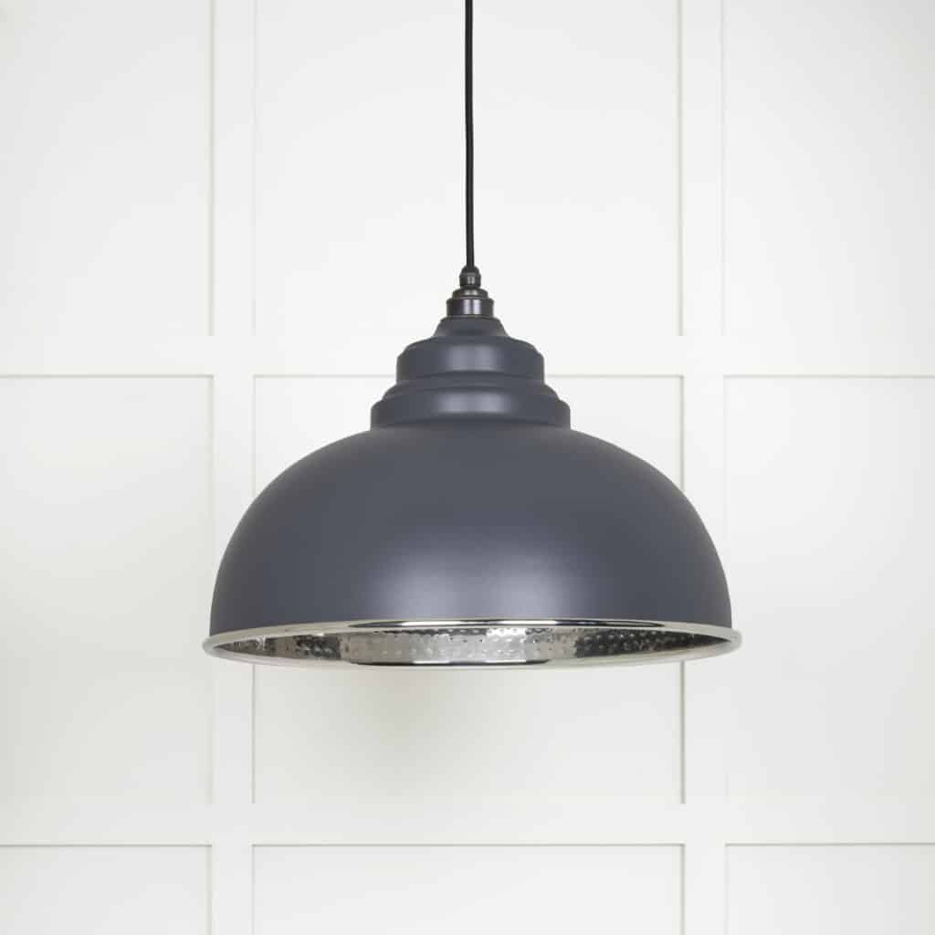 Hammered Nickel Harborne Pendant in Slate 1