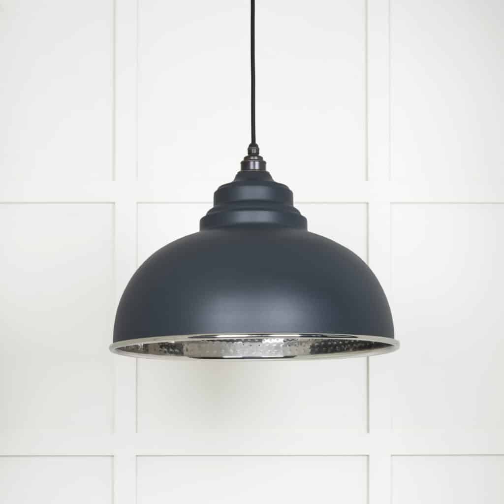 Hammered Nickel Harborne Pendant in Soot 1