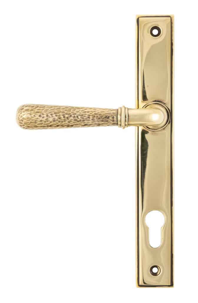 Aged Brass Hammered Newbury Slimline Espag. Lock Set 1