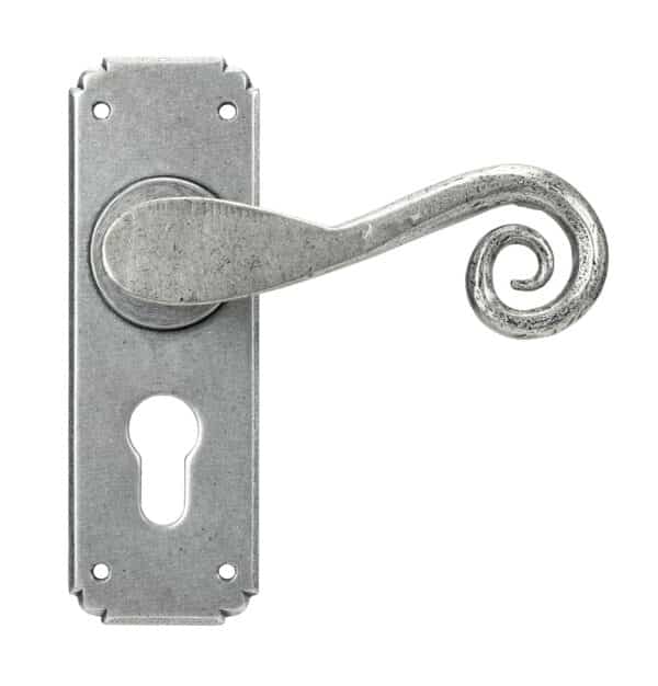 Pewter Monkeytail Lever Euro Lock Set 1