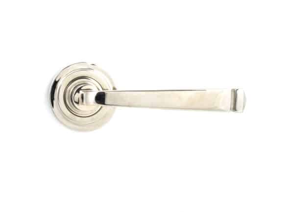 Polished Nickel Avon Round Lever on Rose Set (Art Deco) 2