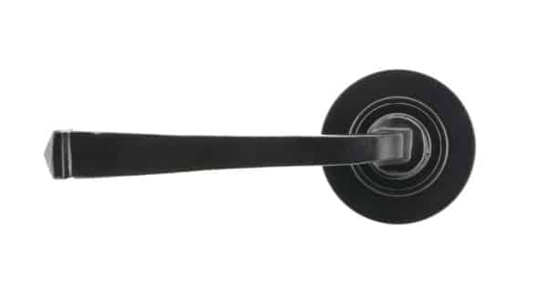 Black Avon Round Lever on Rose Set (Plain) 2