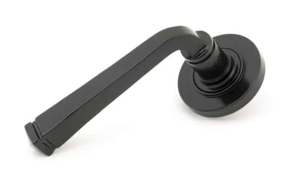 Black Avon Round Lever on Rose Set (Plain) 1