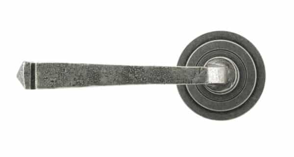 Pewter Avon Round Lever on Rose Set (Art Deco) 2