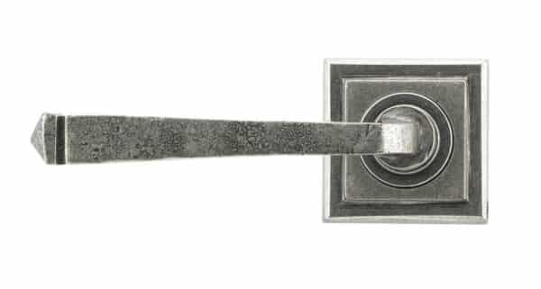 Pewter Avon Round Lever on Rose Set (Square) 2