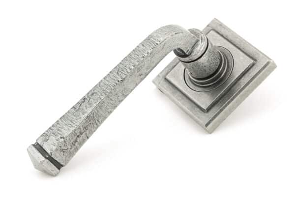 Pewter Avon Round Lever on Rose Set (Square) 1