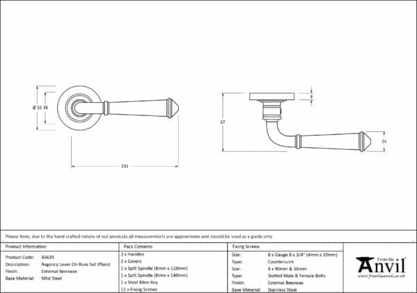 External Doors Beeswax Regency Lever on Rose Set (Plain) 3