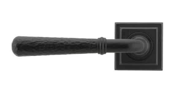 Matt Black Hammered Newbury Lever on Rose Set (Square) 2