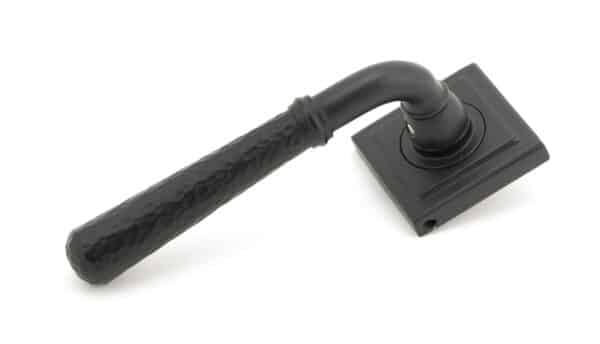 Matt Black Hammered Newbury Lever on Rose Set (Square) 1