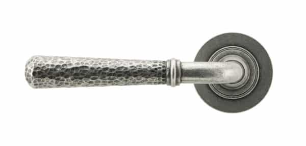 Pewter Hammered Newbury Lever on Rose Set (Plain) 2