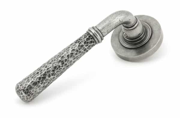 Pewter Hammered Newbury Lever on Rose Set (Plain) 1