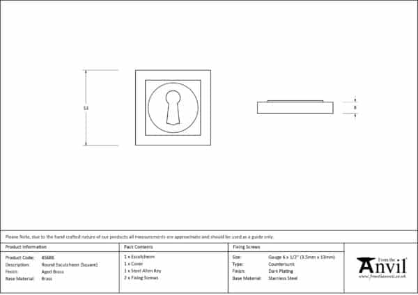 Aged Brass Round Escutcheon (Square) 3