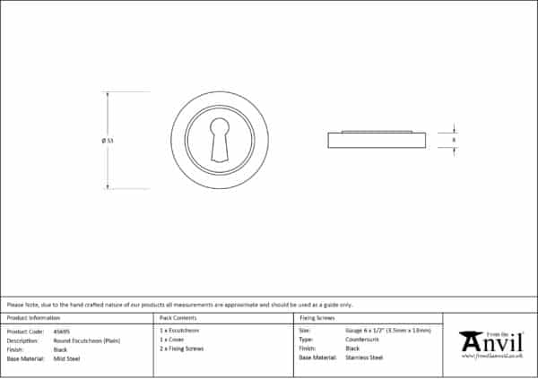 Black Round Escutcheon (Plain) 3