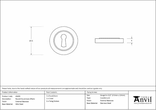 External Beeswax Round Escutcheon (Plain) 3