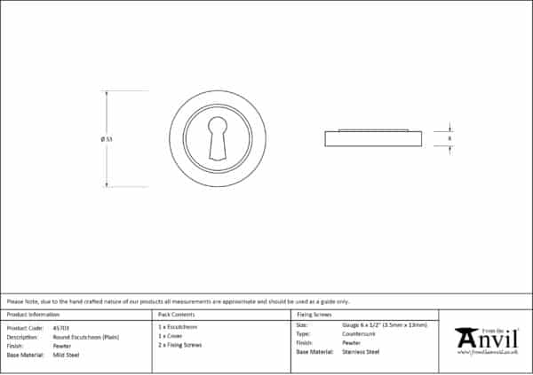 Pewter Round Escutcheon (Plain) 3