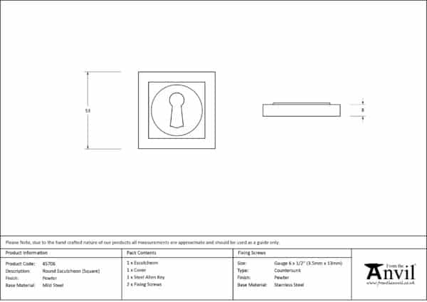 Pewter Round Escutcheon (Square) 3