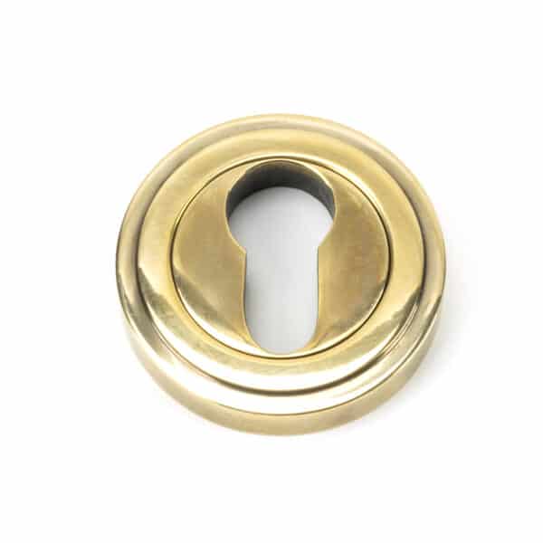 Aged Brass Round Euro Escutcheon (Art Deco) 1