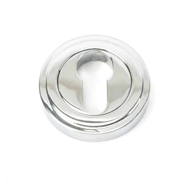 Polished Chrome Round Euro Escutcheon (Art Deco) 1