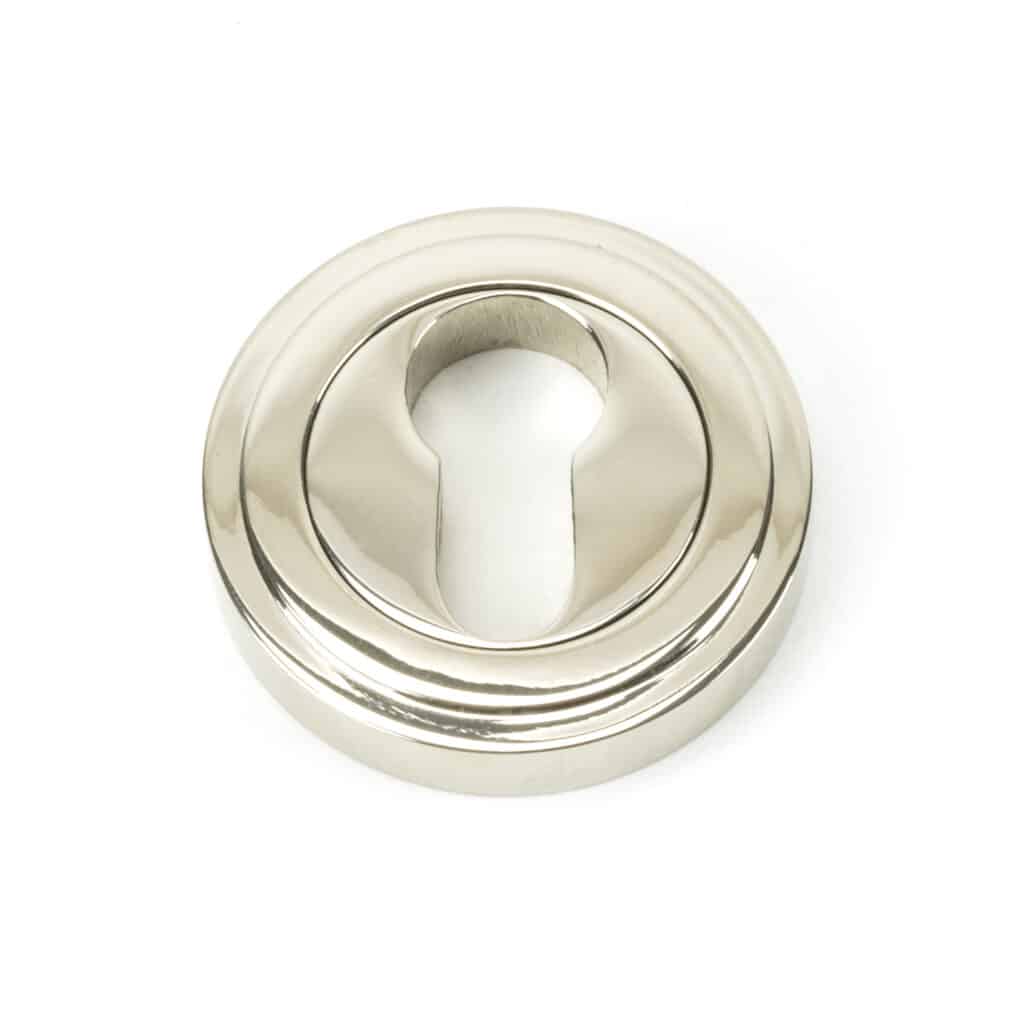 Polished Nickel Round Euro Escutcheon (Art Deco) 1